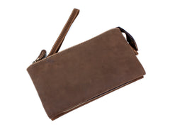 Light Brown Cool Mens long Wallet Wristlet Wallet Clutch Wallet Dark Brown Long Wallets for Men - iwalletsmen