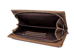 Light Brown Cool Mens long Wallet Wristlet Wallet Clutch Wallet Dark Brown Long Wallets for Men - iwalletsmen