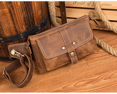 Cool Light Brown Leather Fanny Pack Mens Belt Bags Waist Bags Hip Pack Bumbag for Men - iwalletsmen