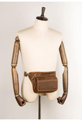 Cool Brown Leather Fanny Pack Mens Waist Bags Hip Pack Belt Bag Bumbags for Men - iwalletsmen