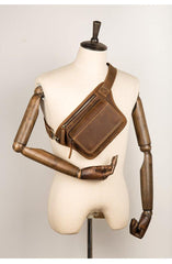 Cool Brown Leather Fanny Pack Mens Waist Bags Hip Pack Belt Bag Bumbags for Men - iwalletsmen