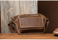 Cool Brown Leather Fanny Pack Mens Waist Bags Hip Pack Belt Bag Bumbags for Men - iwalletsmen