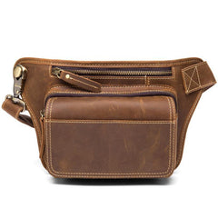 Cool Brown Leather Fanny Pack Mens Waist Bags Hip Pack Belt Bag Bumbags for Men - iwalletsmen