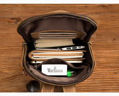 Cool Light Brown Leather Mens 10 inches Sling Bag Crossbody Pack Chest Bag for men - iwalletsmen