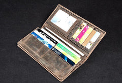 Light Brown Vintage Mens long Wallet Dark Brown Clutch Wallet Long Wallets for Men - iwalletsmen