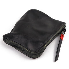 Vintage Leather Men's Small Change Wallet Brown Zipper Front Pocket Wallet For Men - iwalletsmen