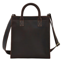 Men Vintage Leather Handbags Tote Shoulder bag 13.3'' Vertical CrossBody Bag For Men
