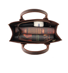 Men Vintage Leather Handbags Tote Shoulder bag 13.3'' Vertical CrossBody Bag For Men