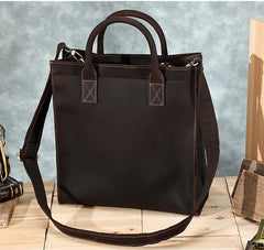 Men Vintage Leather Handbags Tote Shoulder bag 13.3'' Vertical CrossBody Bag For Men