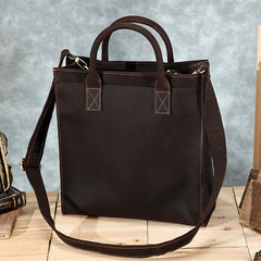 Men Vintage Leather Handbags Tote Shoulder bag 13.3'' Vertical CrossBody Bag For Men