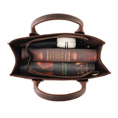 Men Vintage Leather Handbags Tote Shoulder bag 13.3'' Vertical CrossBody Bag For Men