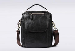 Men Leather Black Handbag Messenger Bag Crossbody bag Cool For Men - iwalletsmen