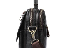 Men Leather Black Handbag Messenger Bag Crossbody bag Cool For Men - iwalletsmen