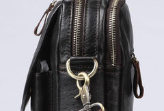 Men Leather Black Handbag Messenger Bag Crossbody bag Cool For Men - iwalletsmen