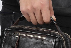 Men Leather Black Handbag Messenger Bag Crossbody bag Cool For Men - iwalletsmen