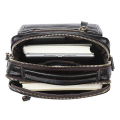 Men Leather Black Handbag Messenger Bag Crossbody bag Cool For Men - iwalletsmen