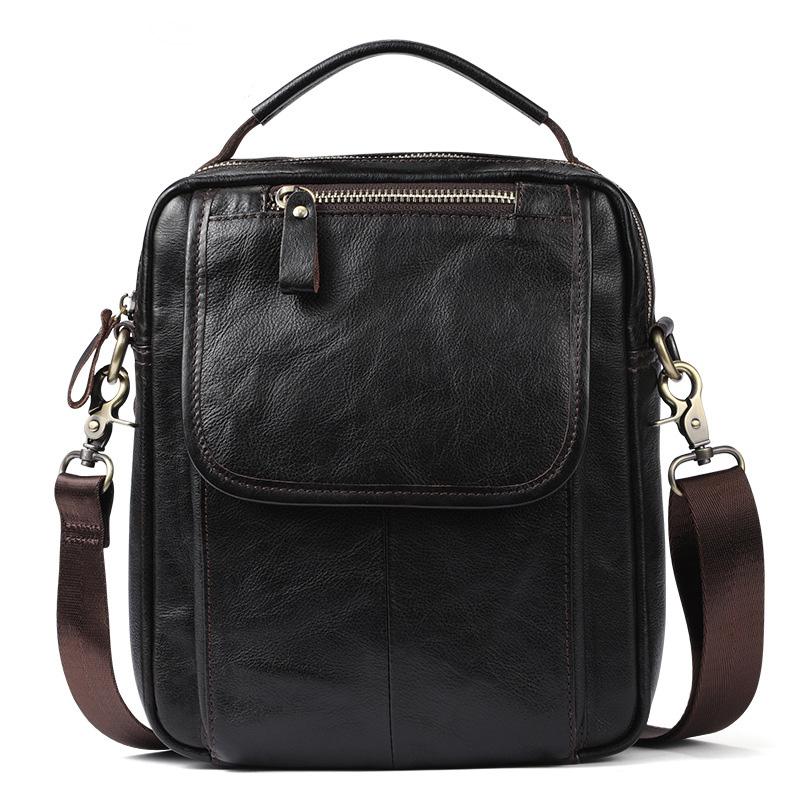 Men Leather Black Handbag Messenger Bag Crossbody bag Cool For Men - iwalletsmen