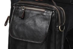 Men Leather Black Handbag Messenger Bag Crossbody bag Cool For Men - iwalletsmen