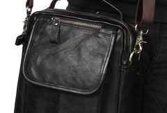Men Leather Black Handbag Messenger Bag Crossbody bag Cool For Men - iwalletsmen