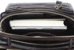 Men Leather Black Handbag Messenger Bag Crossbody bag Cool For Men - iwalletsmen