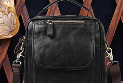 Men Leather Black Handbag Messenger Bag Crossbody bag Cool For Men - iwalletsmen