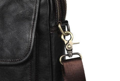 Men Leather Black Handbag Messenger Bag Crossbody bag Cool For Men - iwalletsmen