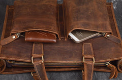 Men Leather Briefcase Bag Vintage Handbag Shoulder Bag For Men - iwalletsmen