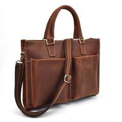 Men Leather Briefcase Bag Vintage Handbag Shoulder Bag For Men - iwalletsmen