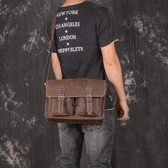 Men Leather Messenger Bag Cool Vintage Crossbody Bag Shoulder Bag for men - iwalletsmen