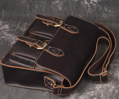 Men Leather Messenger Bag Cool Vintage Crossbody Bag Shoulder Bag for men - iwalletsmen