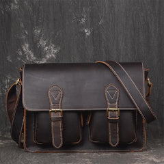 Men Leather Messenger Bag Cool Vintage Crossbody Bag Shoulder Bag for men - iwalletsmen