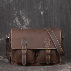 Men Leather Messenger Bag Cool Vintage Crossbody Bag Shoulder Bag for men - iwalletsmen