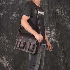 Men Leather Messenger Bag Cool Vintage Crossbody Bag Shoulder Bag for men - iwalletsmen