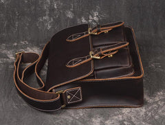 Men Leather Messenger Bag Cool Vintage Crossbody Bag Shoulder Bag for men - iwalletsmen