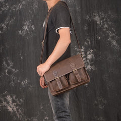 Men Leather Messenger Bag Cool Vintage Crossbody Bag Shoulder Bag for men - iwalletsmen