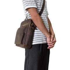 Men Leather Small Messenger Bag Cool Vintage Shoulder Bag for men - iwalletsmen