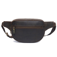 Best Coffee Leather Chest Bags Men's Around Fanny Pack Best Hip Bag Waist Bag For Men