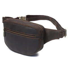 Best Coffee Leather Chest Bags Men's Around Fanny Pack Best Hip Bag Waist Bag For Men