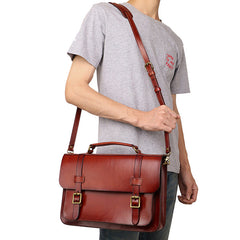 Men's Coffee Leather Convertible Messenger Bag Backpack Stachel Bag For Men