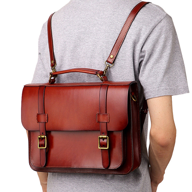convertible messenger bag backpack leather Men's Coffee Leather Convertible Backpack Messenger Bag Stachel Bag Fo – iwalletsmen