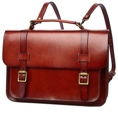 Men's Coffee Leather Convertible Backpack Messenger Bag Stachel Bag For Men