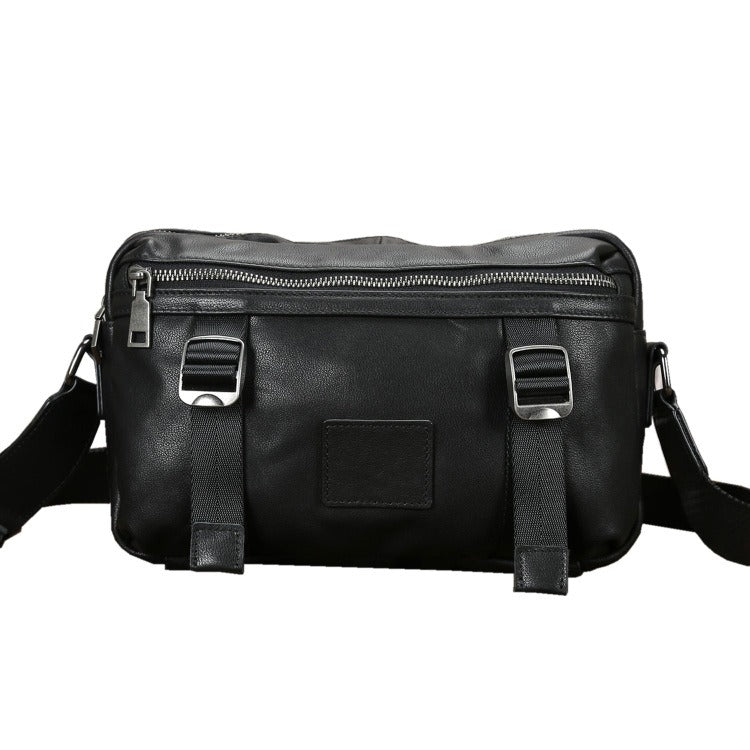 Mens Black Leather Messenger Bag Small Black Leather Shoulder Courier