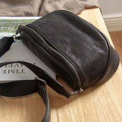Mens Brown Leather Saddle Small Side Bag Small Saddle Messenger Bag For Men