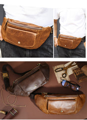Mens Fanny Packs Leather Belt Bag Casual Waist Bag Fanny Bag For Men