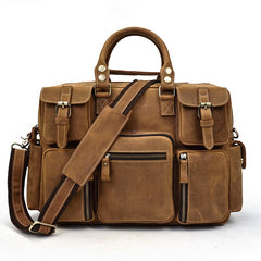 Mens Large Leather Briefcase Travel Briefcase 14‘’ Laptop Travel Work Handbag For Men