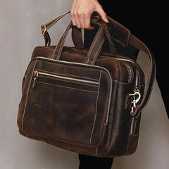 Mens Large Leather Briefcase Travel Briefcase 16‘’ Laptop Travel Briefcase For Men