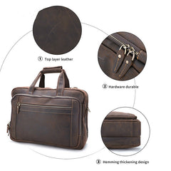 Mens Large Leather Briefcase Travel Briefcase 16‘’ Laptop Travel Briefcase For Men