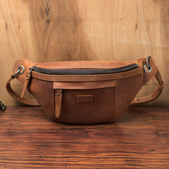 Mens Leather Fanny Pack Waist Bags Mens Hip Pack Bum Bag For Men