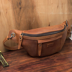 Mens Leather Fanny Pack Waist Bags Mens Hip Pack Bum Bag For Men