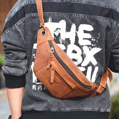 Mens Leather Fanny Pack Waist Bags Mens Hip Pack Bum Bag For Men